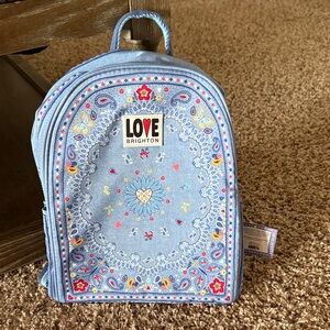 Brighton Light Blue Paisley Heart Patch Backpack